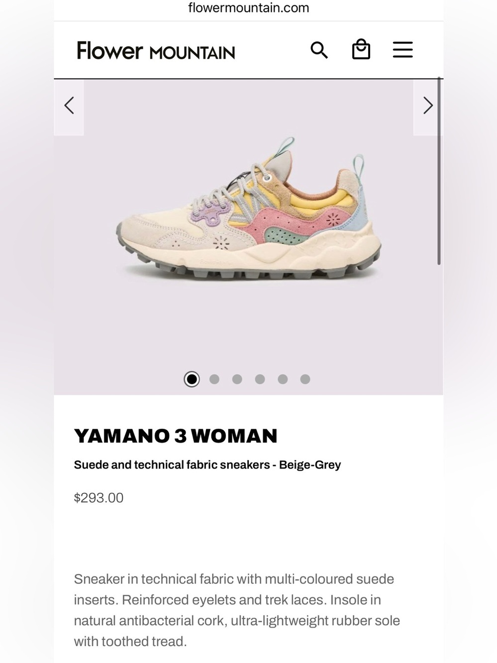NWT Flower Mountain YAMANO 3 WOMAN Suede and technical fabric sneakers BeigeGrey - Picture 3 of 15
